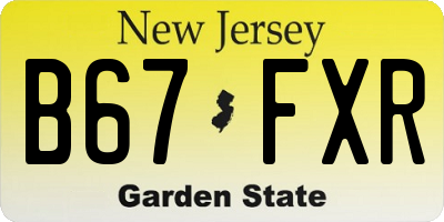 NJ license plate B67FXR