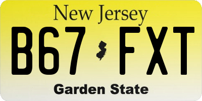 NJ license plate B67FXT