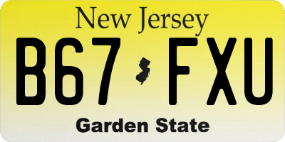 NJ license plate B67FXU