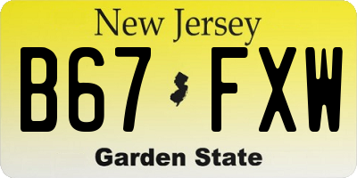 NJ license plate B67FXW