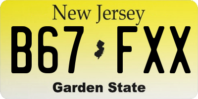 NJ license plate B67FXX
