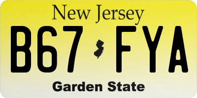 NJ license plate B67FYA