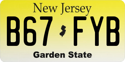 NJ license plate B67FYB
