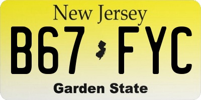 NJ license plate B67FYC