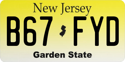 NJ license plate B67FYD