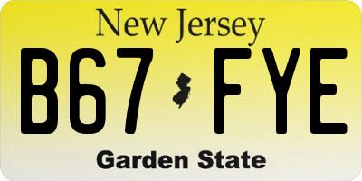 NJ license plate B67FYE