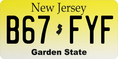 NJ license plate B67FYF