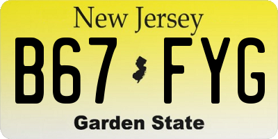 NJ license plate B67FYG