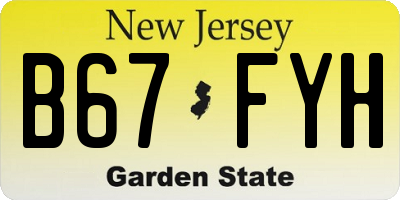NJ license plate B67FYH