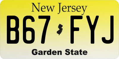 NJ license plate B67FYJ