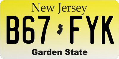 NJ license plate B67FYK
