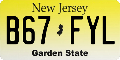NJ license plate B67FYL