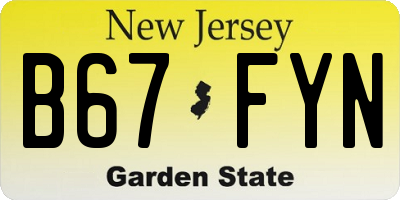 NJ license plate B67FYN