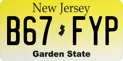 NJ license plate B67FYP
