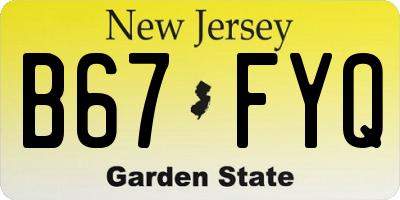 NJ license plate B67FYQ