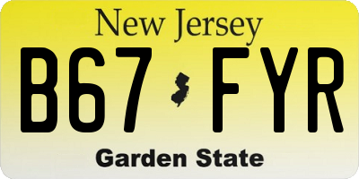 NJ license plate B67FYR