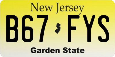 NJ license plate B67FYS