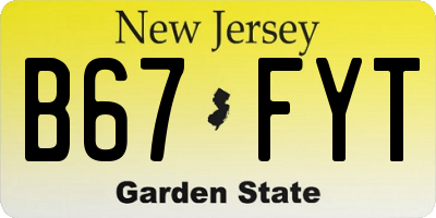 NJ license plate B67FYT