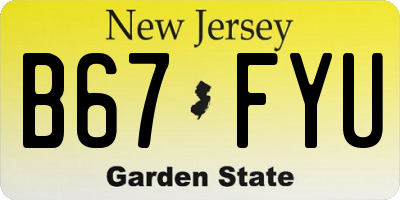 NJ license plate B67FYU