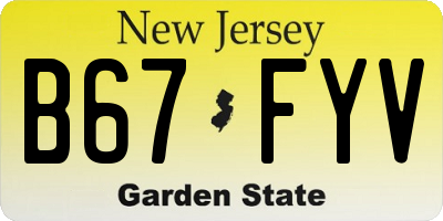 NJ license plate B67FYV