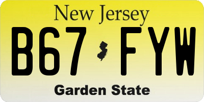 NJ license plate B67FYW