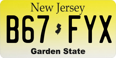 NJ license plate B67FYX