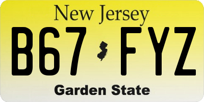 NJ license plate B67FYZ