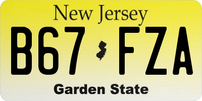 NJ license plate B67FZA