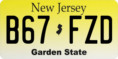 NJ license plate B67FZD