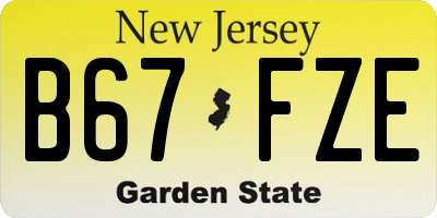 NJ license plate B67FZE