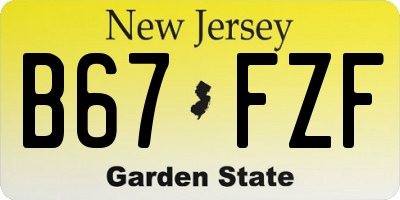 NJ license plate B67FZF