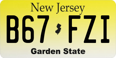 NJ license plate B67FZI