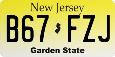 NJ license plate B67FZJ