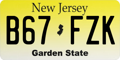 NJ license plate B67FZK