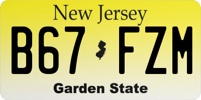 NJ license plate B67FZM