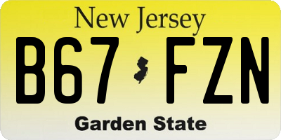 NJ license plate B67FZN