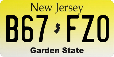 NJ license plate B67FZO