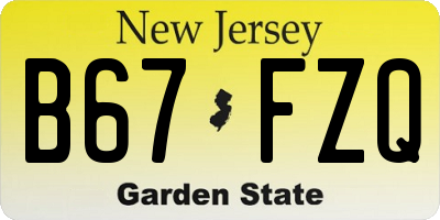 NJ license plate B67FZQ