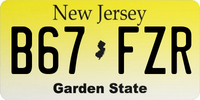 NJ license plate B67FZR