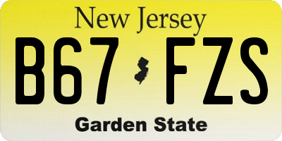 NJ license plate B67FZS