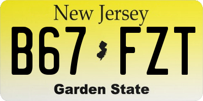 NJ license plate B67FZT