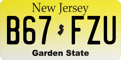 NJ license plate B67FZU