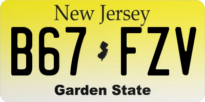 NJ license plate B67FZV