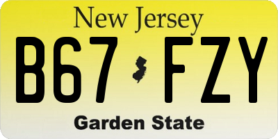 NJ license plate B67FZY