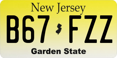NJ license plate B67FZZ