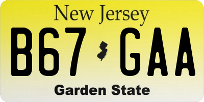 NJ license plate B67GAA