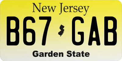NJ license plate B67GAB
