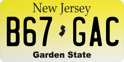 NJ license plate B67GAC