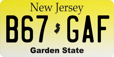 NJ license plate B67GAF