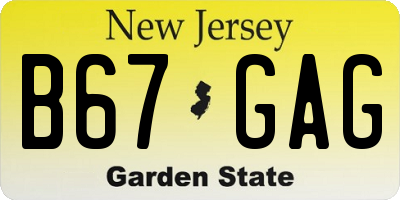 NJ license plate B67GAG
